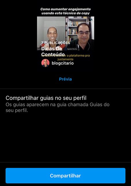 Guias no Instagram Tela Final