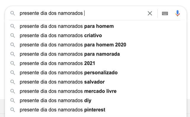 Presente Dia dos Namorados Google